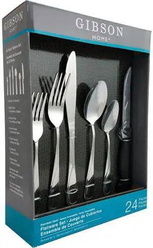 Gibson Home 39776.24 Trillium Plus Stainless Steel 24-Piece Flatware Set