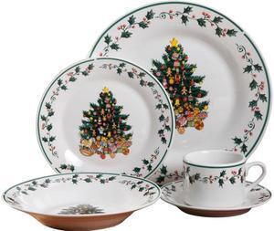 Gibson Tree Trimming 20 Piece Dinnerware Set - Christmas Theme