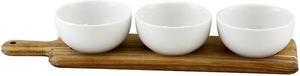 Gibson Gracious Dining 3 Piece 4.25in Tidbit Bowl Set on Wood Paddle
