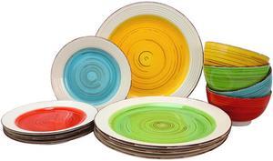 Gibson Confetti Band 12 Piece Mix & Match Dinnerware Set