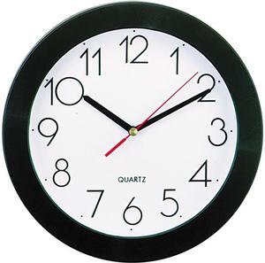 Bold Round Wall Clock, 9.75" Overall Diameter, Black Case, 1 AA Battery