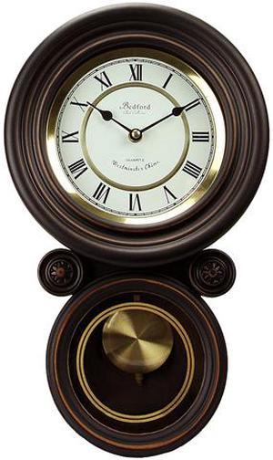 Bedford Clock Collection Weathered Chocolate Wood 25 Wall Clock