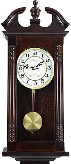 Bedford Clock Collection 27.5" Classic Chiming Wall Clock With Swinging Pendulum