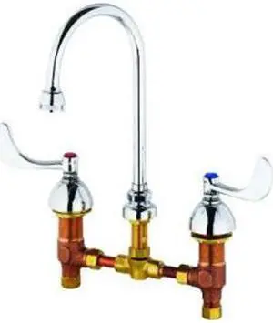 T&S Brass B-2866-04 8" Centerset Deck Mount Faucet with Swivel Gooseneck Chrome