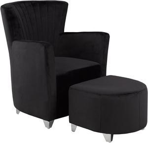 Brassex Sorrento Chair & Ottoman - Black  (0711 BLK)