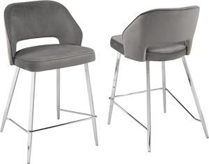 Brassex  Counter Stool - Set of 2 - Grey  (C-1205H-1 GR)