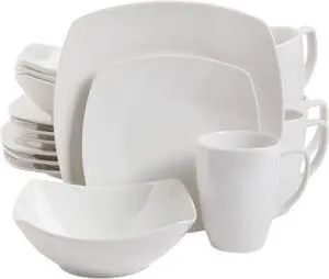 Gibson Overseas 16 Piece Zen Buffetware Dinnerware Set, White, Fine Ceramic