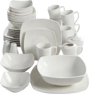 Gibson Overseas Zen Buffetware 39-Piece Ceramic Dinnerware Set White