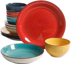 Gibson Overseas Color Speckle 28 Piece Mix and Match Dinnerware Combo Set