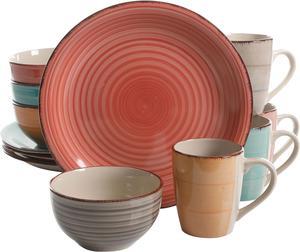 Gibson Home Color Vibes Pastel 12 Piece Stoneware Dinerware Set in Assorted Colors
