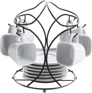 Gibson Elite Gracious Dining 3.5oz Espresso and Saucer Set with Metal Rack