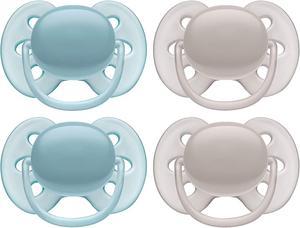 Philips Avent Ultra Soft Pacifier, 6-18 months, Teal and Gray Colors, 4 pack, SCF211/40