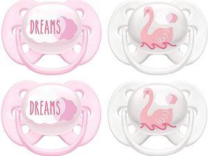 Philips Avent Ultra Soft Pacifier, 0-6 months, Dreams and Swan Designs, 4 pack, SCF222/42