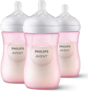 Philips Avent Natural Baby Bottle With Natural Response Nipple, Pink, 9oz, 3pk, SCY903/13