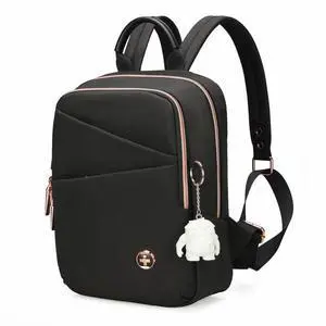 Swissdigital KATY ROSE NG Black M Backpack - Stylish, Eco-Friendly Bag with Patented USB Charging Port  - RFID Protection Pocket - Padded Tablet Compartment (Fits up to 9.75" Tablet)  SD1646-01