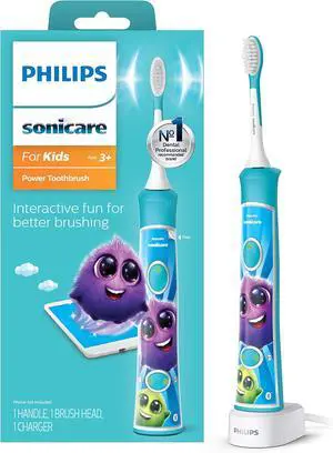 Philips Sonicare for Kids 3+ Bluetooth Connected Rechargeable Electric Power Toothbrush, Interactive for Better Brushing, Turquoise, (HX6321/02) Philips Sonicare for Kids 3+ Bluetooth Connected Rechargeable Electric Power Toothbrush, Interactive for Better Brushing, Turquoise, (HX6321/02)
