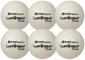 Champion Sports RXLUMSET Rhino Skin Luminous Dodgeball Set - 6.3" Diameter - Luminous White/Blue - 6/Set