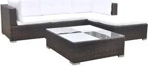 vidaXL Garden Sofa Set 14 Pieces Poly Rattan Brown