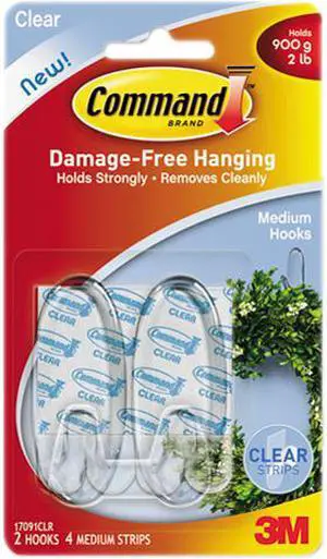 Command Medium Hooks 2/Pkg-Clear - OEM