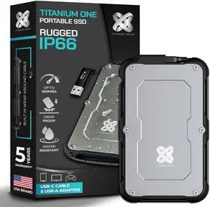 Titanium Micro 500GB External SSD, Titanium One Up to 500MB/s, Wrap-around USB-C 3.2 Gen 2, Rugged IP66 Water&Drop Resistance, Portable Solid State Drive for Window PC, Mac, PS4, PS5, Xbox