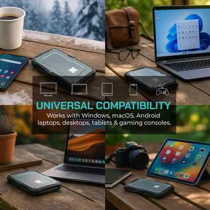 Titanium Micro 8TB External SSD, Titanium One Up to 500MB/s, Wrap-around USB-C 3.2 Gen 2, Rugged IP66 Water&Drop Resistance, Portable Solid State Drive for Window PC, Mac, PS4, PS5, Xbox