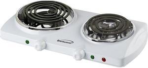 Brentwood Appliances 1500w Double Electric Burner, White TS-368W