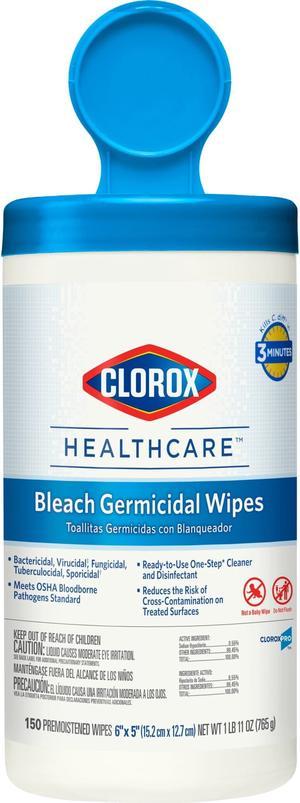 Clorox Bleach Germicidal Wipes, 6 x 5, Unscented, 150/Canister, 6 Canisters/Carton CLO30577CT