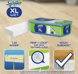 Swiffer XL Sweeper Wet Cloth (Fresh Scent) 12 Ct x 1