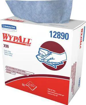 WypAll X90 Extended Use Cloths (12890), Reusable Wipes POP-UP BOX, Blue Denim, 5 Boxes / Case, 68 Sheets / Box, 340 Sheets / Case
