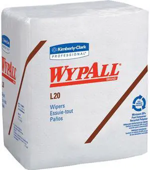 WypAll L20 Limited Use Towels (47022), Quarterfold Format, White, 4-Ply, 12 Packs / Case, 68 Sheets / Pack
