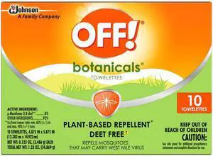 Botanicals Insect Repellant, Box, 10 Wipes/Pack, 8 Packs/Carton 694974