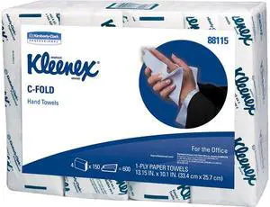 Kleenex C Fold Paper Towels (88115), Absorbent, White, 16 Packs / Case, 150 C-Fold Towels / Pack, 2,400 Towels / Case