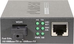 PLANET FT-806B20 10/100TX - 100Base-FX (WDM) Bi-directional Fiber Converter (SM, SC, 1550nm, 20 Km, LFPT)