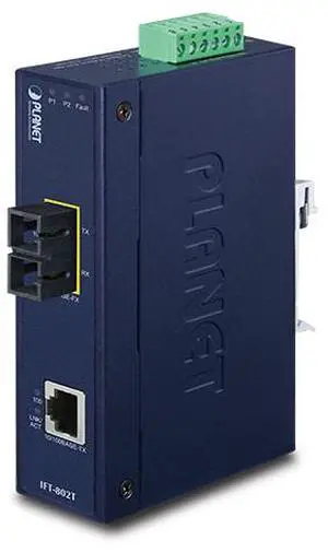 Planet IFT-802T 10/100Base-TX to 100Base-FX Industrial Media Converter - 2 km
(-40 ~ 75 degrees C) Planet IFT-802T 10/100Base-TX to 100Base-FX Industrial Media Converter - 2 km
(-40 ~ 75 degrees C)