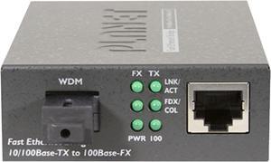 PLANET FT-806A20 10/100TX - 100Base-FX (WDM) Bi-directional Fiber Converter (SM, SC, 1310nm, 20 km, LFPT)
