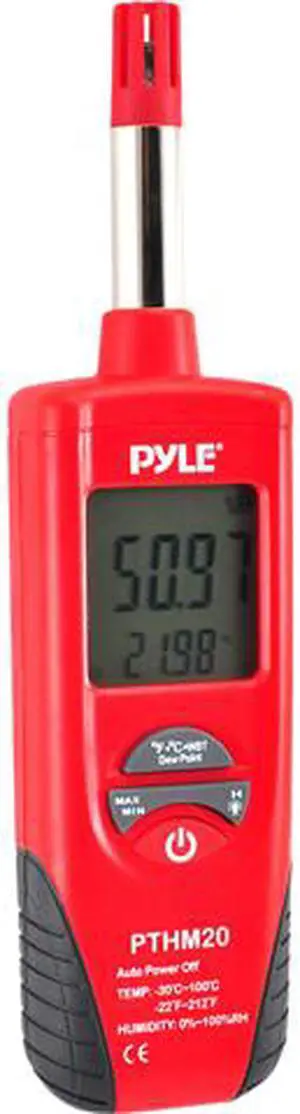 Pyle PTHM20 Temperature and Humidity Meter With Dew Point and Wet Bulb Temperature