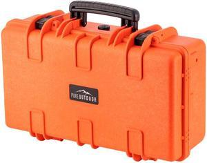 Monoprice Weatherproof Hard Case - 22in x 14in x 8in, Orange With Customizable Foam, Shockproof, IP67