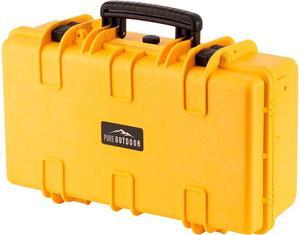 Monoprice Weatherproof Hard Case - 22in x 14in x 8in, Yellow With Customizable Foam, Shockproof, IP67