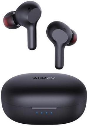 AUKEY True Wireless Earbuds HiFi Stereo Bluetooth 50 Headphones 25Hour Playtime IPX5 Waterproof Earphones with USBC Quick Charging Case for iPhone and Android Black EPT25