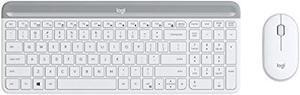 Logitech MK470 Slim Wireless Keyboard and Mouse Combo  Modern Compact Layout Ultra Quiet 24 GHz USB Receiver Plug n Play Connectivity Compatible with Windows  Off White