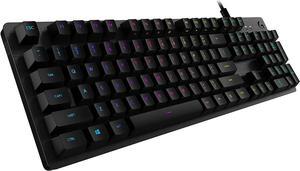 Logitech G512 LIGHTSYNC RGB Mechanical Gaming Keyboard Carbon English Layout GX Blue Switch Brushed Aluminum Case USB Pass Through 920008936 Black