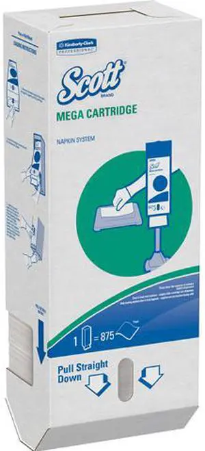 Scott Mega Cartridge Napkin Box (98908), Disposable Paper Napkins, 6 Cartons of 875 Beverage Napkins (5,250 Napkins / Case)
