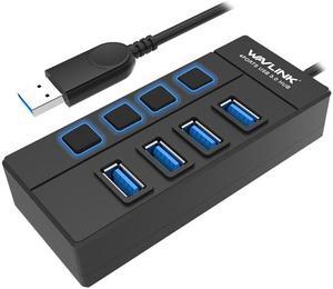 Wavlink USB 3.0 4-Port Hub Splitte with Individual On/Off Switches LED Indicator Super Speed USB 3.0 Up To 5Gbps, USB Port Extension, Plug and play, Over current safety, MacBook, Mac Pro/Mini and More