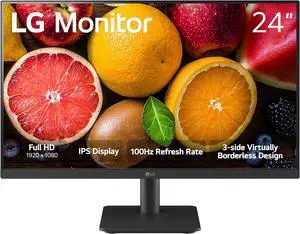 LG 24" 100 Hz IPS FHD(1920x1080) Monitor - LCD Flat Panel 100Hz 5ms (GtG at Faster) NTSC 72% (CIE1931) 24MS500-B