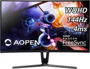 Aopen Gaming Series  32HC1QUR 32"(31.5" viewable) Black VA Curved 1800R Freesync 144Hz LED Monitor 2560 x 1440 Widescreen 16:9 4ms Response Time 250 cd/m2 1000:1 DVI, HDMI, DisplayPort