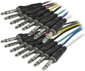 Monoprice 8-Channel 1/4 Inch TRS Male to 1/4 Inch TRS Male Snake 26AWG Cable C/d - 3 Feet With 8 Balanced Mono / Unbalanced Stereo Lines