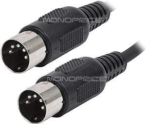 Monoprice MIDI Cable - 15 Feet - Black | With Keyed 5-pin DIN Connector, Molded Connector Shells