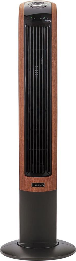 Lasko Oscillating Wind Curve Tower Fan, Bluetooth Technology, 3 Quiet Speeds, for Bedroom, Living Room & Office, 42", Woodgrain, T42905