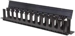 Intellinet 19" Cable Management Panel, 19" Rackmount Cable Manager, 1U, with Cover, Black