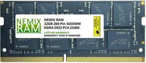 NEMIX RAM 32GB (1X32GB) DDR4 2933MHZ PC4-23400 2Rx8 1.2V 260-PIN Non-ECC SODIMM Laptop PC Memory